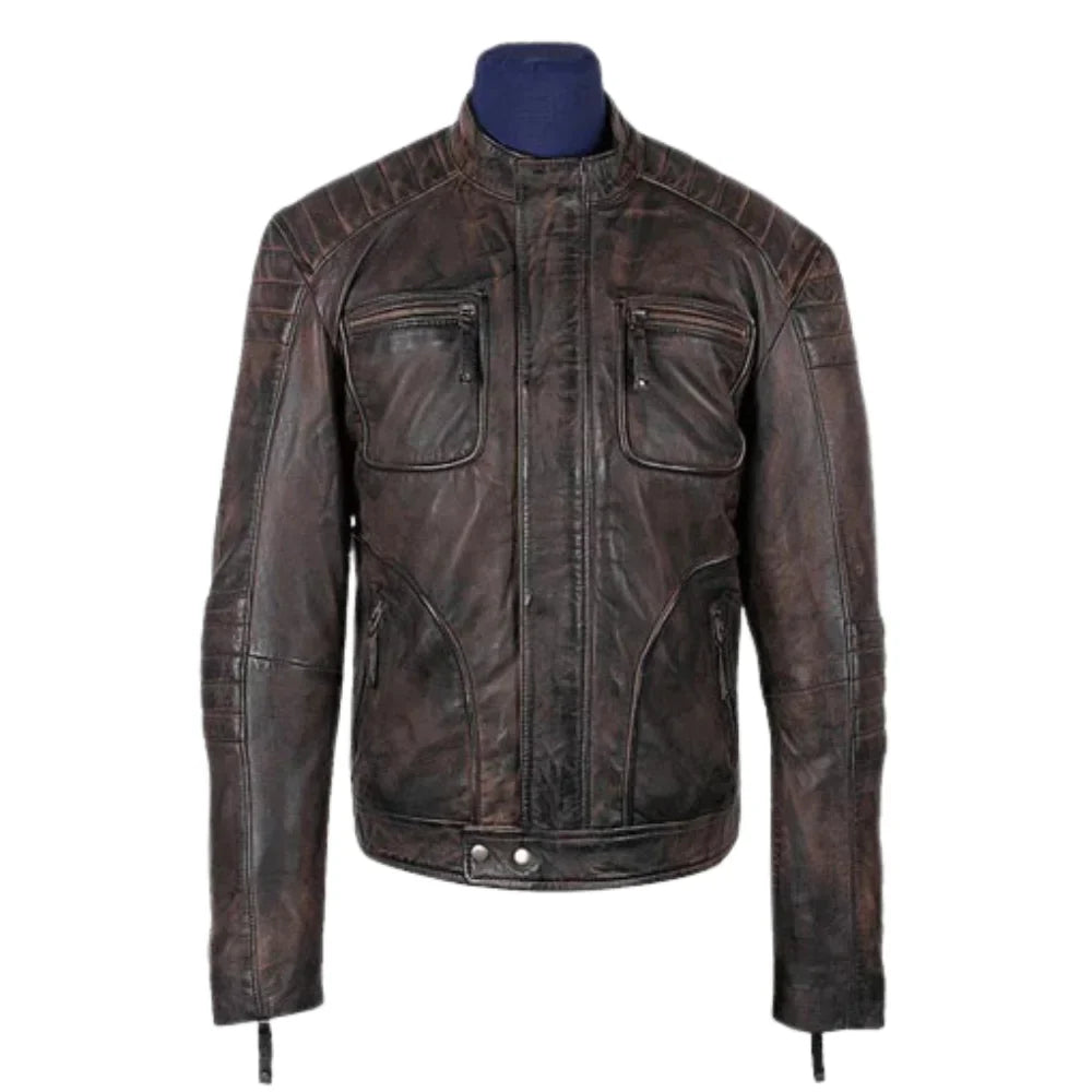 Men's Benton Distressed moto style Leather Jacket