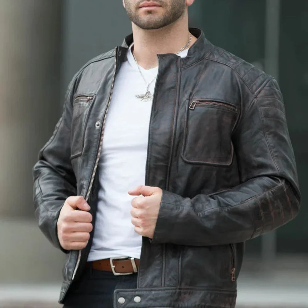 Men's Benton Distressed moto style Leather Jacket