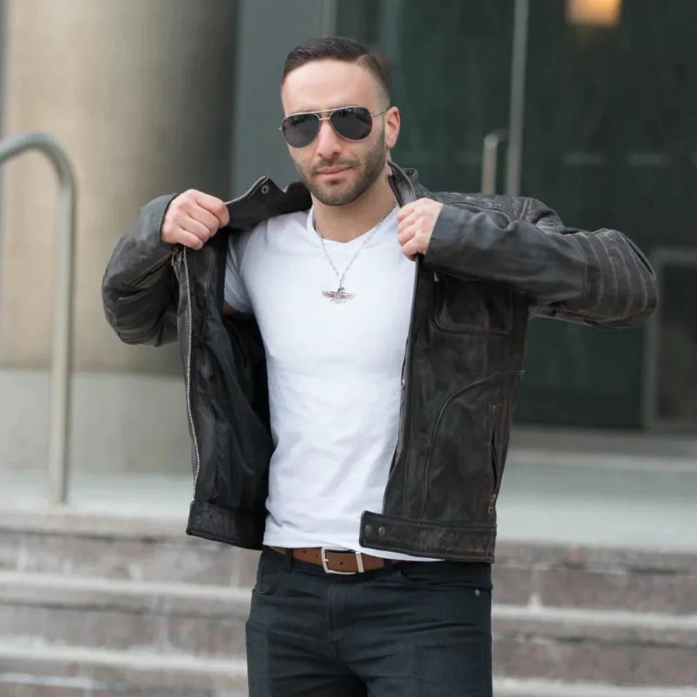 Men's Benton Distressed moto style Leather Jacket