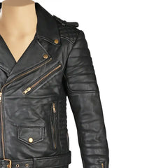 Mercado's Belted & Quilted Leather Biker Jacket