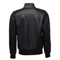 Masons Black Bomber Style Leather Jacket