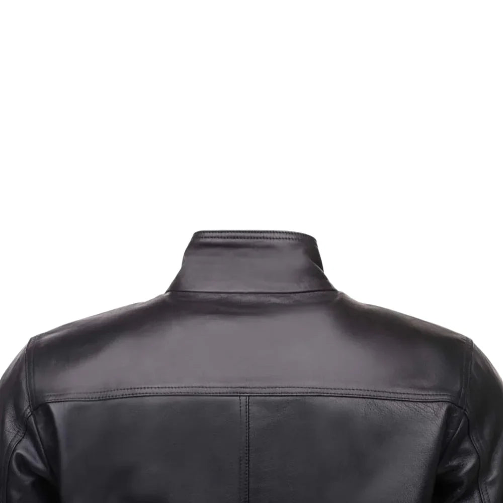 Masons Black Bomber Style Leather Jacket