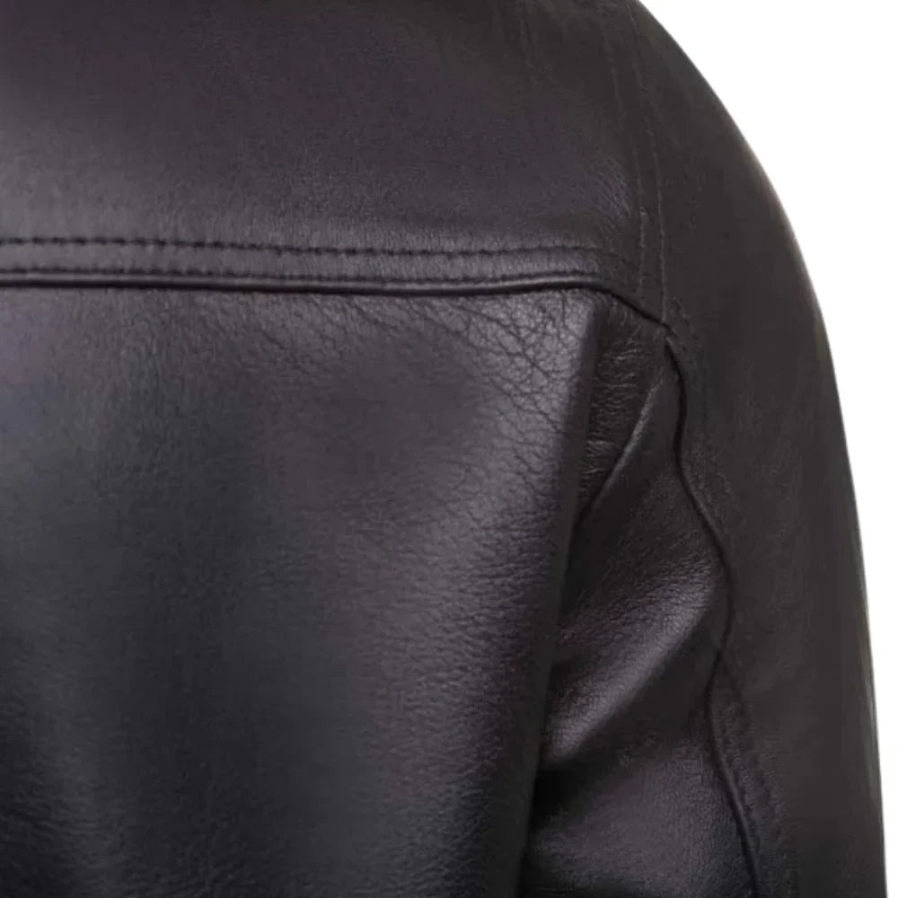 Masons Black Bomber Style Leather Jacket
