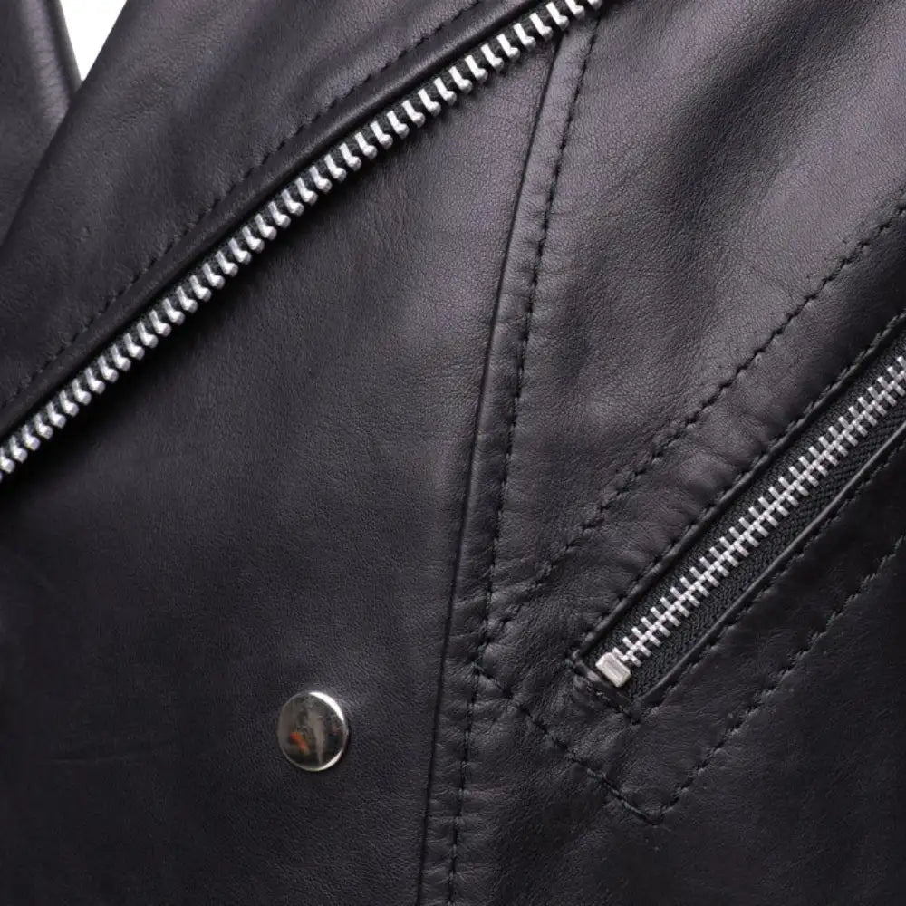 Micheals Snap Buttoned Leather Biker Jacket