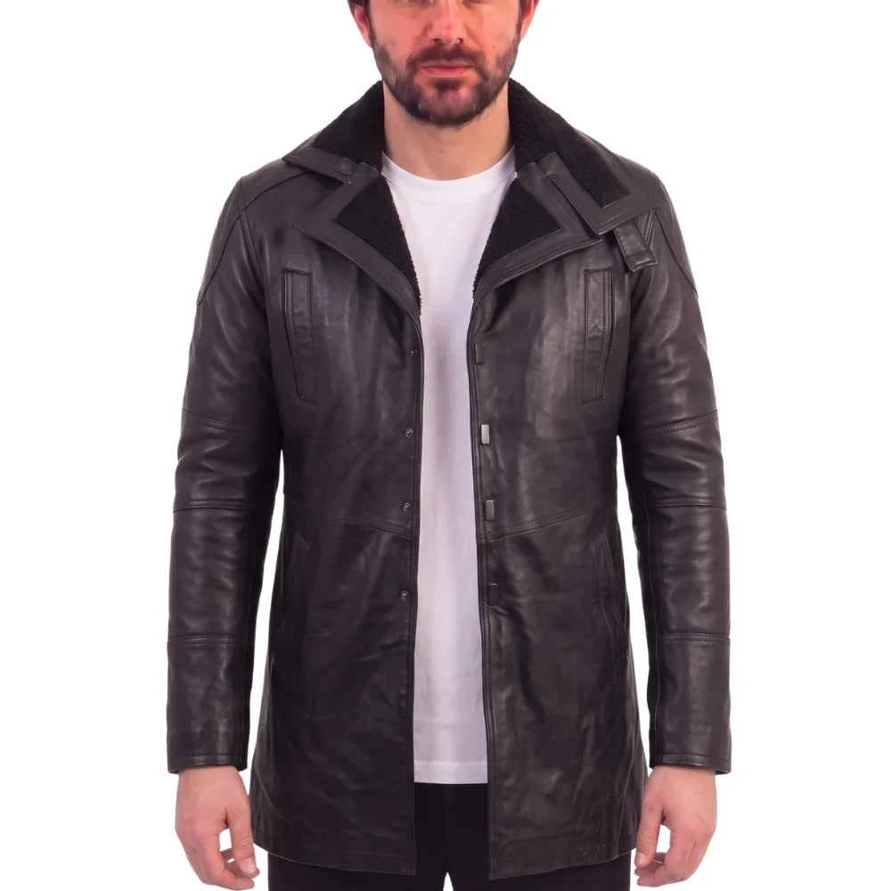 James' Tempest Black Leather Trench Coat