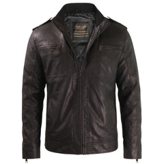 Black jacket with straight collar and shoulder epaulettes