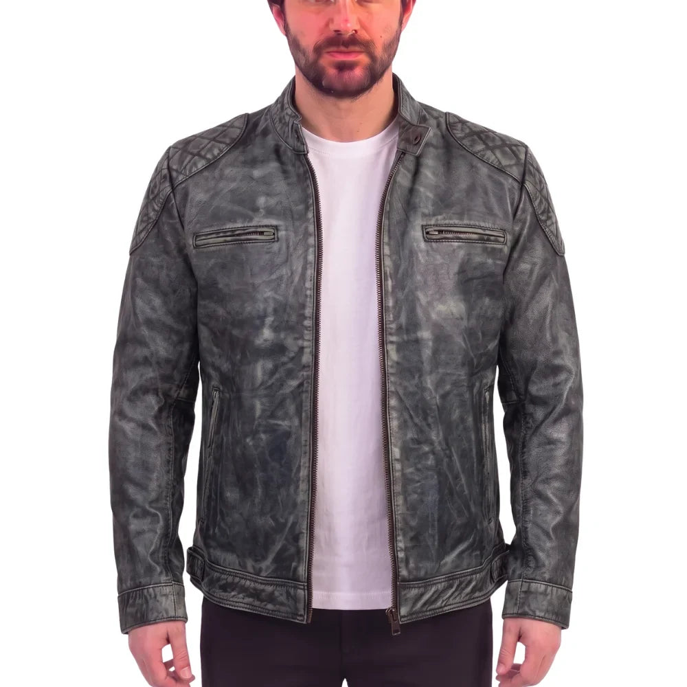 Grayson stone wash Cafe Racer jacket