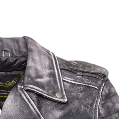 Miles Stone Wash Leather Biker Jacket