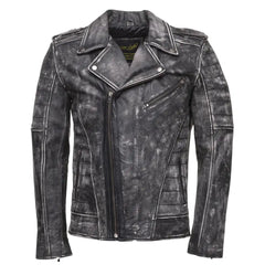 Miles Stone Wash Leather Biker Jacket