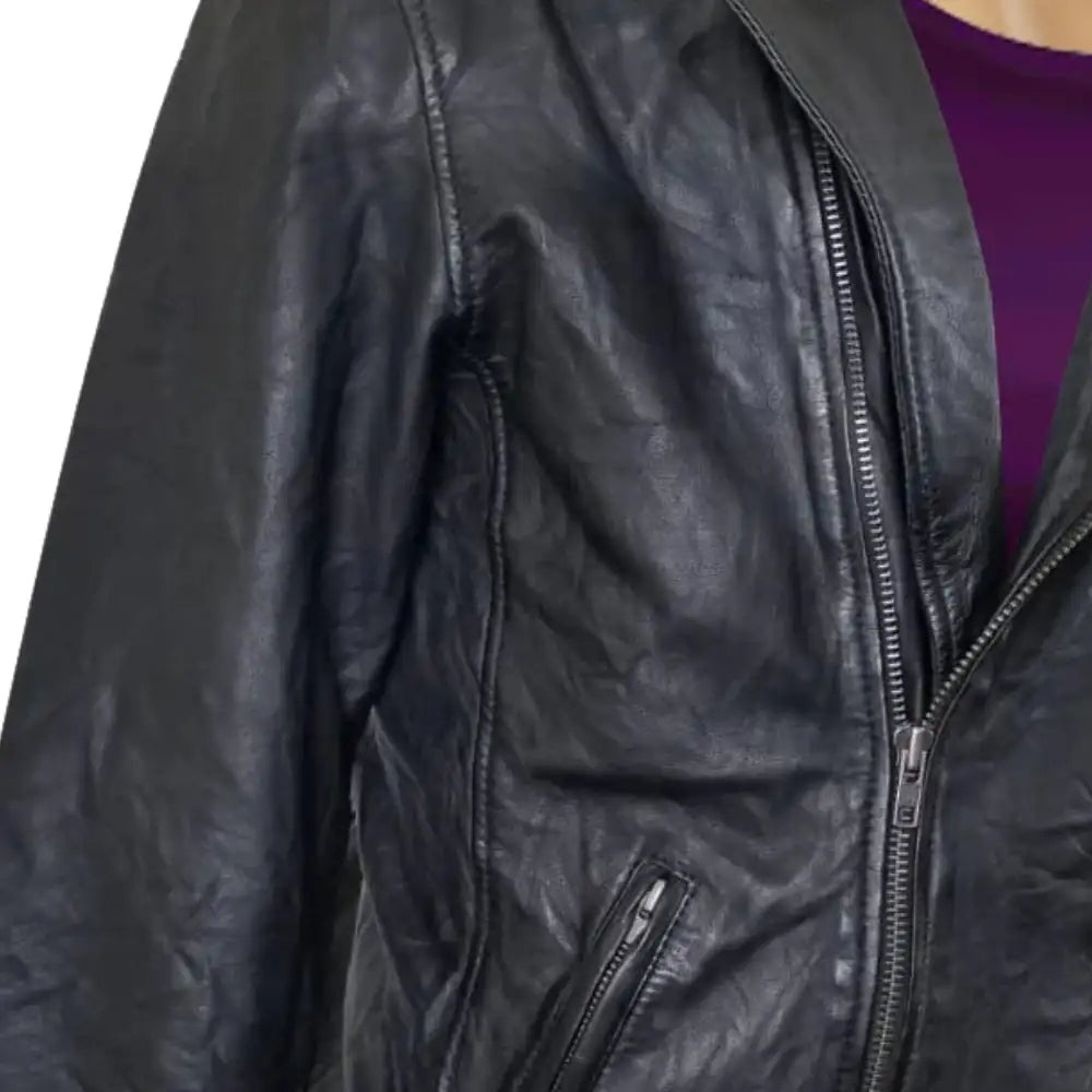 New Wrinkled Texture Leather Biker Jacket
