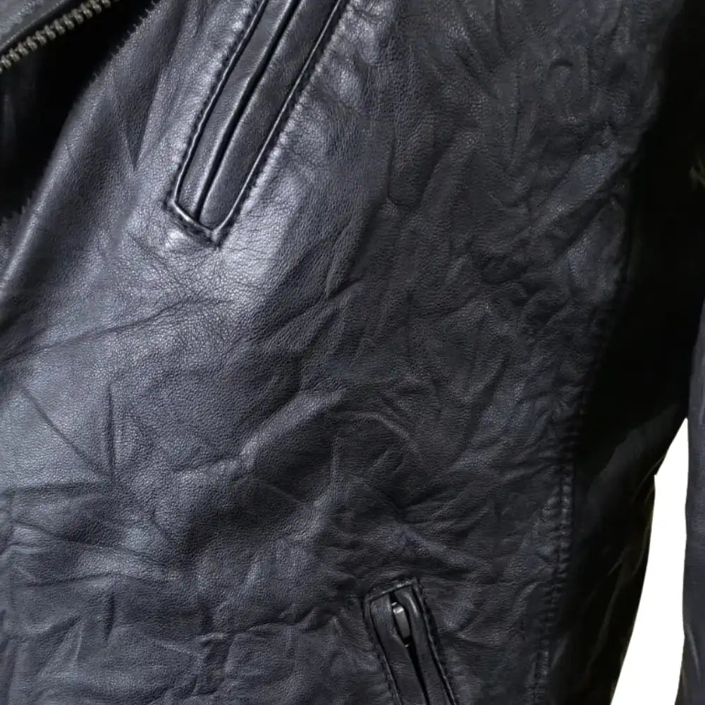 New Wrinkled Texture Leather Biker Jacket