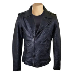New Wrinkled Texture Leather Biker Jacket
