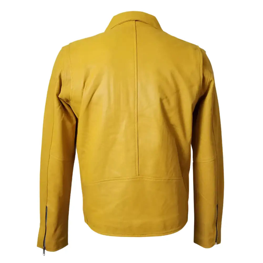 Olson's Yellow Belted Leather Biker Jacket