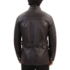 Parker Black Belted leather jacket with large pockets