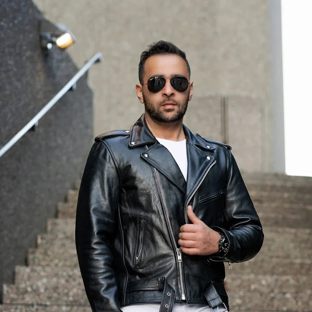 Perfect Biker Style Heavy Leather Jacket