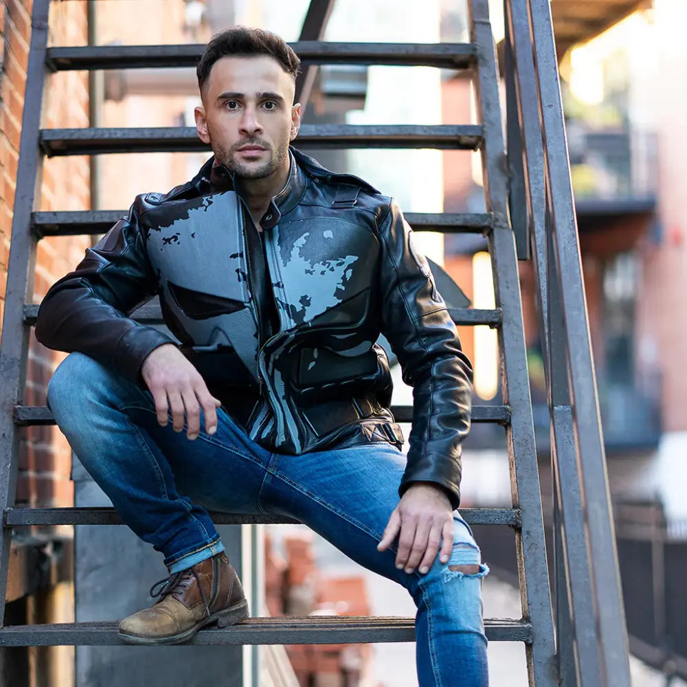 Punisher's Leather Motorcycle Jacket