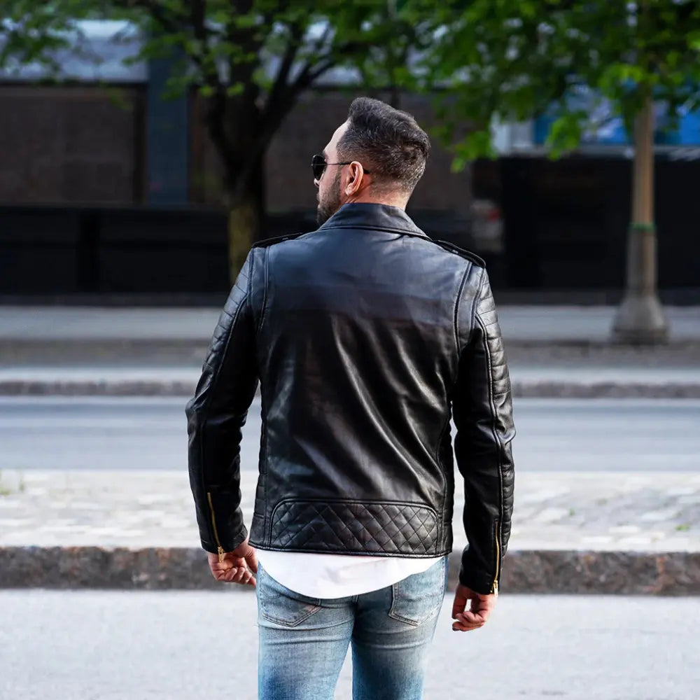 Quilted Leather Biker Jacket