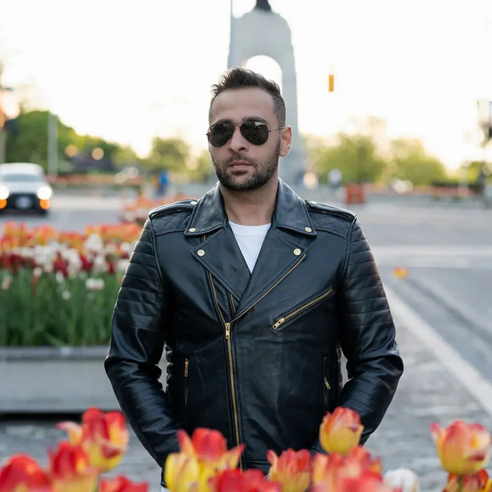 Quilted Leather Biker Jacket