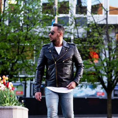 Quilted Leather Biker Jacket