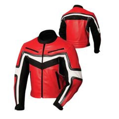 Red Armored Leather Motorcycle Jacket