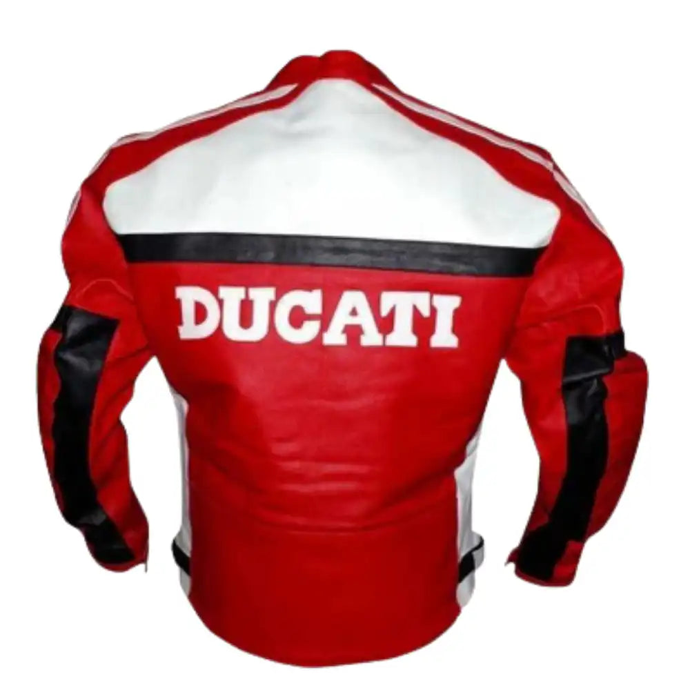 Red Ducati Armored Leather Motorcycle Jacket