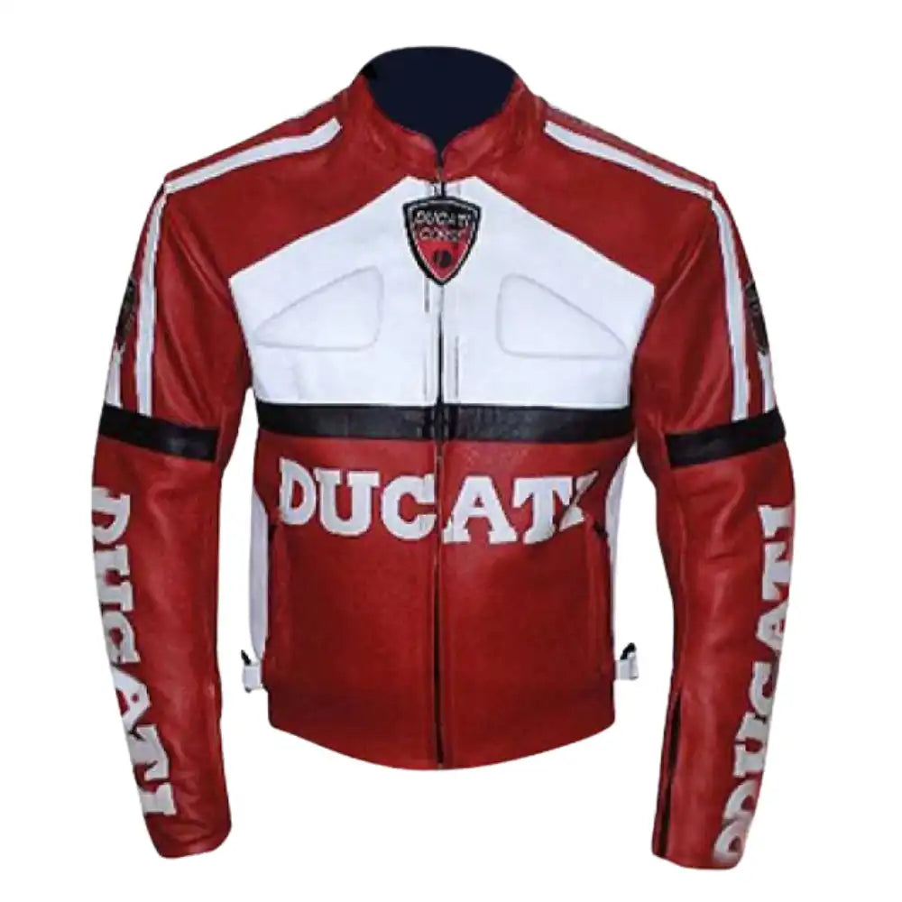 Red Ducati Armored Leather Motorcycle Jacket