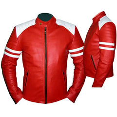 Red Racer Armored Leather Motorcycle Jacket